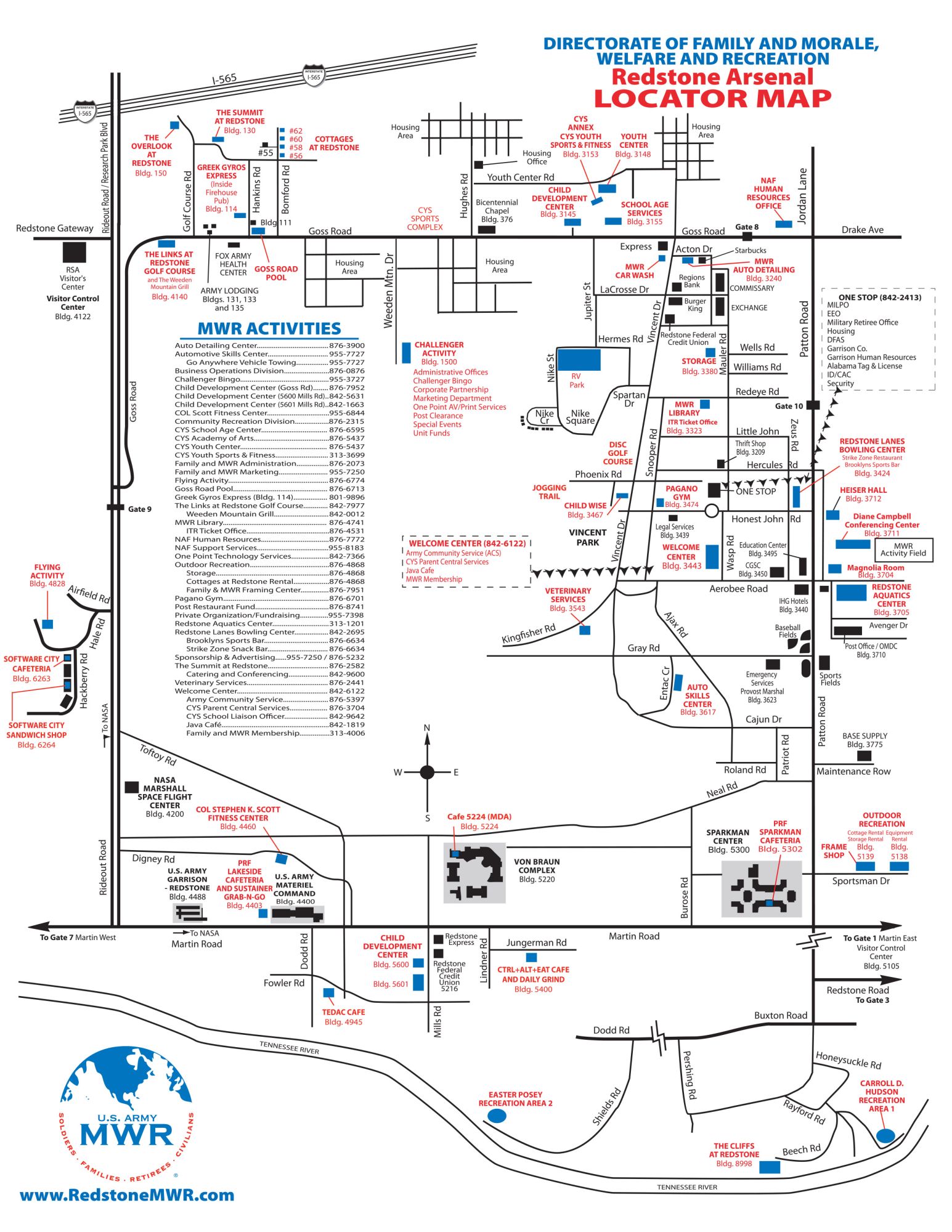 Redstone MWR Facility Map