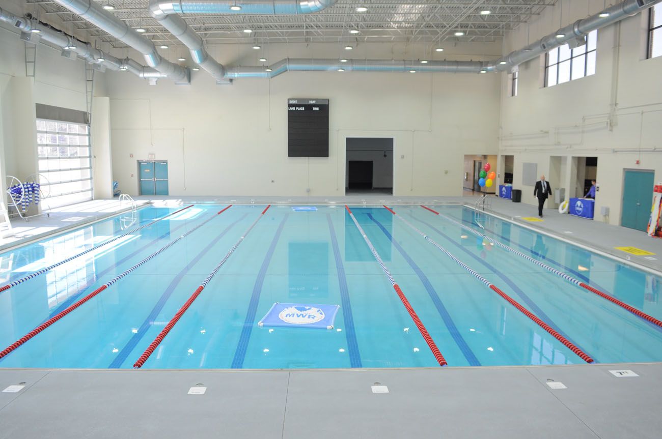 Indoor pool with swim lanes